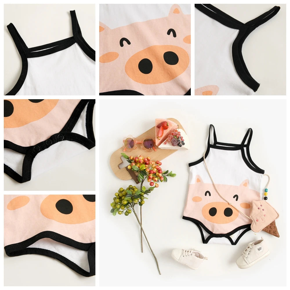 Sanlutoz Cute Cotton Summer Infants Boys Girls Bodysuits Sleeveless Baby Clothing Onesies Casual Cute