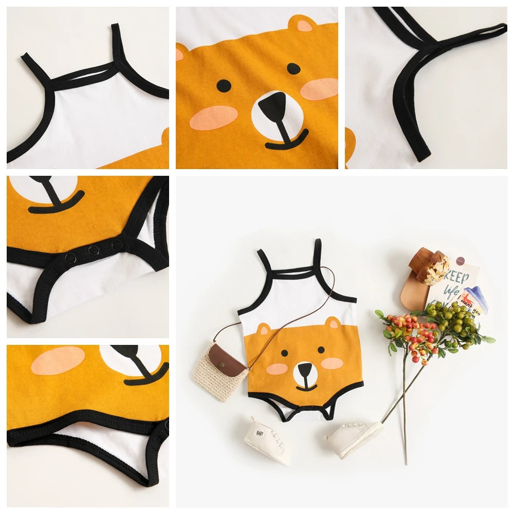 Sanlutoz Cute Cotton Summer Infants Boys Girls Bodysuits Sleeveless Baby Clothing Onesies Casual Cute