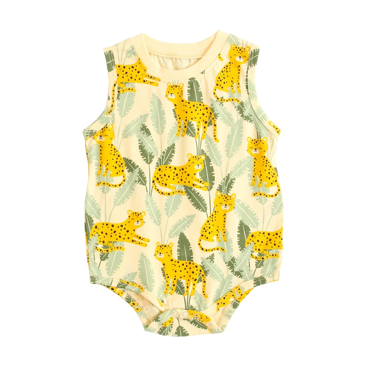 Animal Casual Summer Cotton Infants Boys Bodysuits Sleeveless Baby Clothing