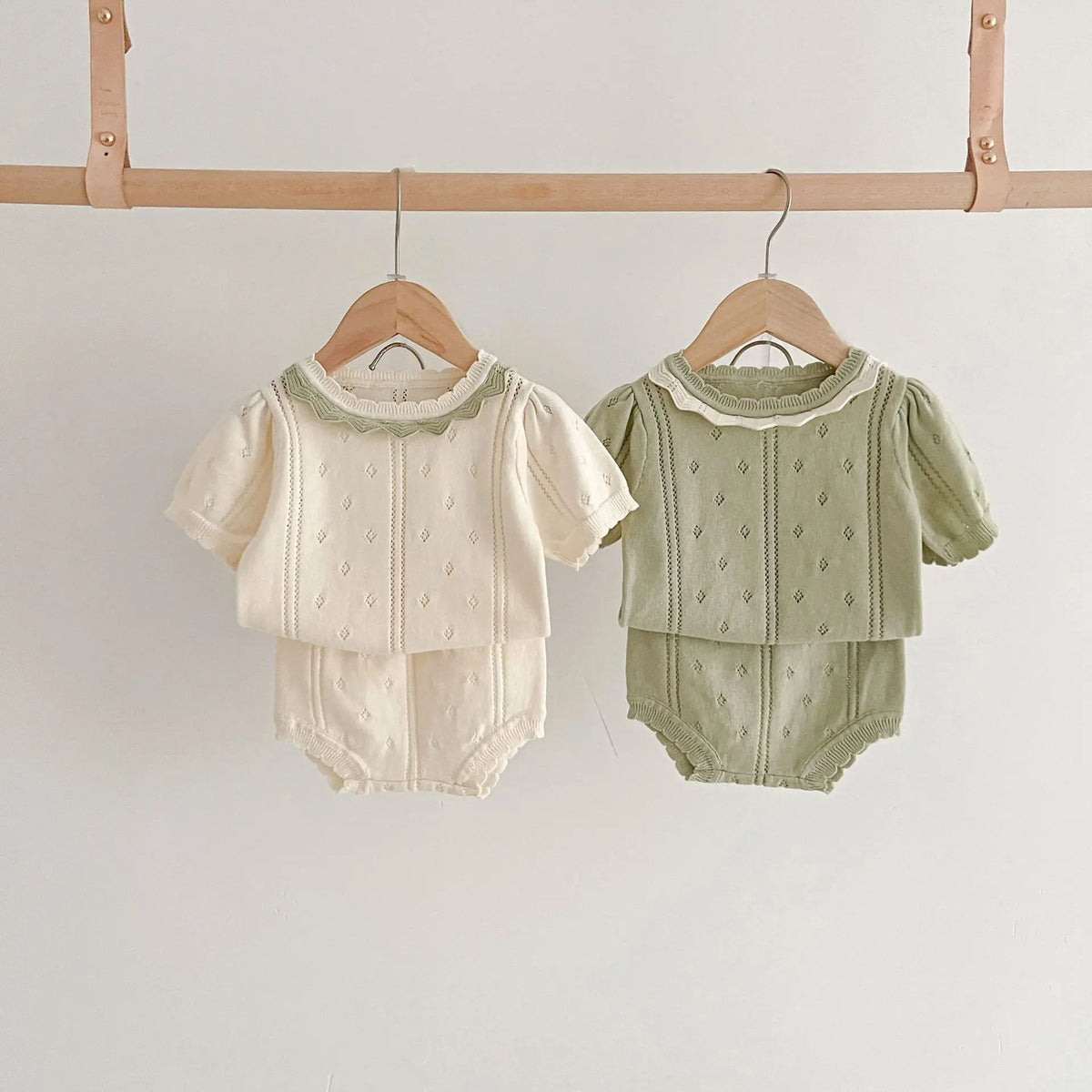 0-18M Summer Baby Clothing Set Hollow Out Knit Tee Tops Shorts Girls Suit Kids Fashion Baby Clothing 2Pcs Set