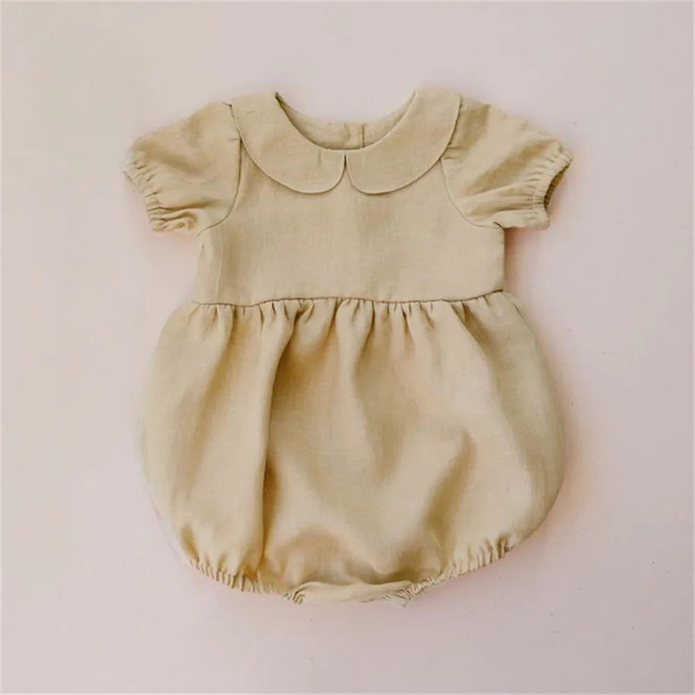 Summer Baby Girl Rompers Linen Cotton Newborn Baby One-piece Infant Baby Clothing