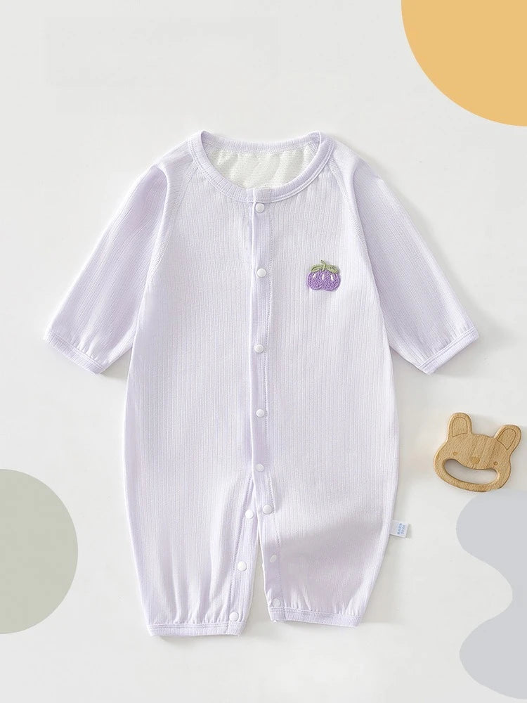 AYNIGIELL 2026 New Summer Baby Clothing Mesh Breathable Men's Baby Jumpsuit Long Sleeved Long Pants Mosquito Proof Baby Clothing