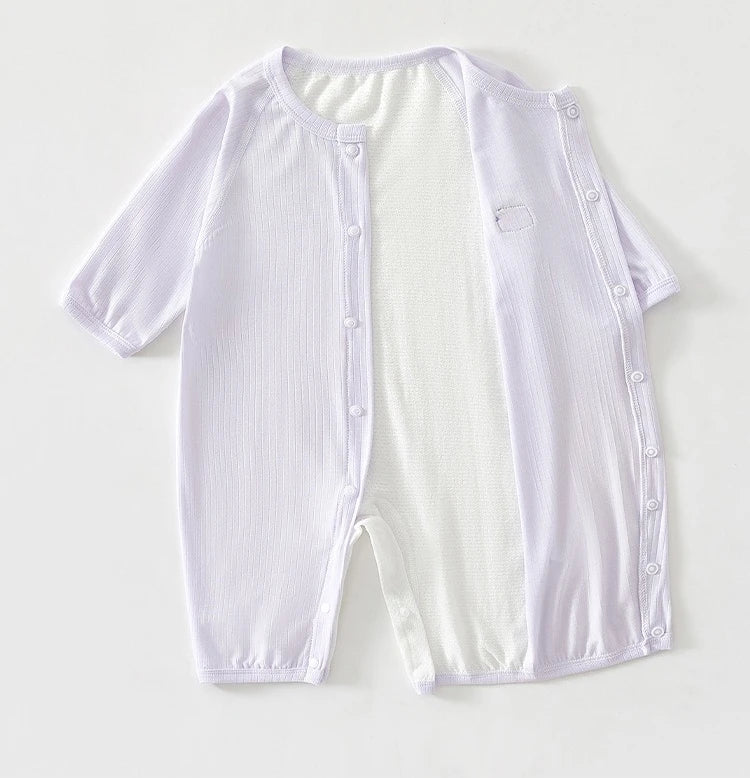 AYNIGIELL 2026 New Summer Baby Clothing Mesh Breathable Men's Baby Jumpsuit Long Sleeved Long Pants Mosquito Proof Baby Clothing