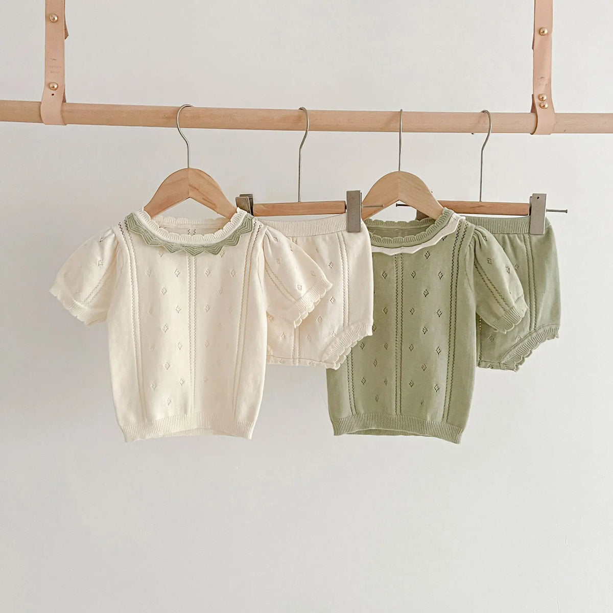 0-18M Summer Baby Clothing Set Hollow Out Knit Tee Tops Shorts Girls Suit Kids Fashion Baby Clothing 2Pcs Set