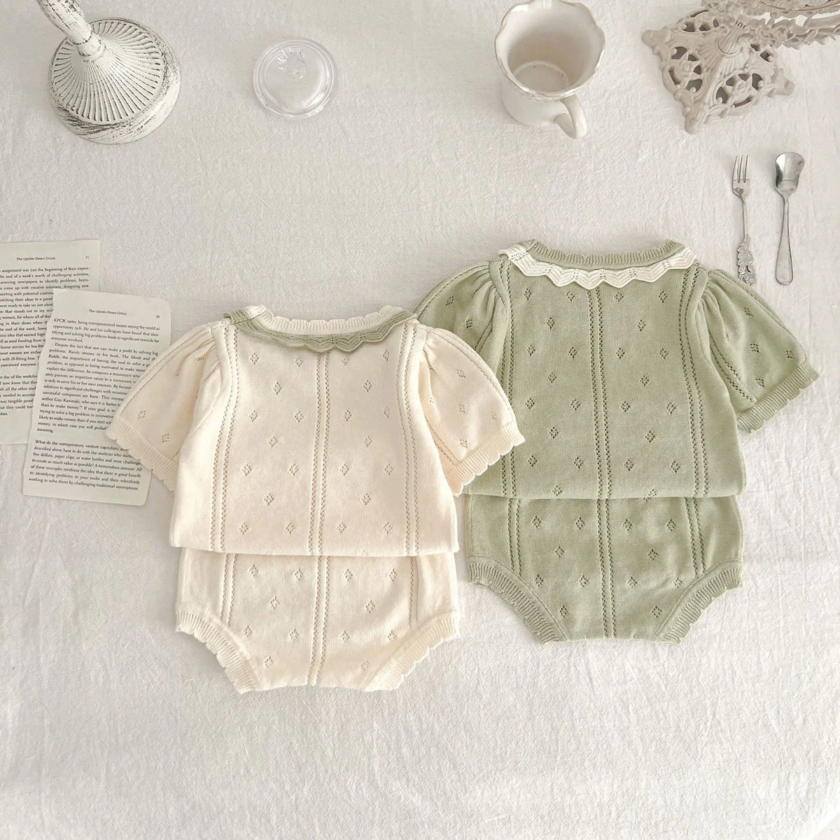 0-18M Summer Baby Clothing Set Hollow Out Knit Tee Tops Shorts Girls Suit Kids Fashion Baby Clothing 2Pcs Set