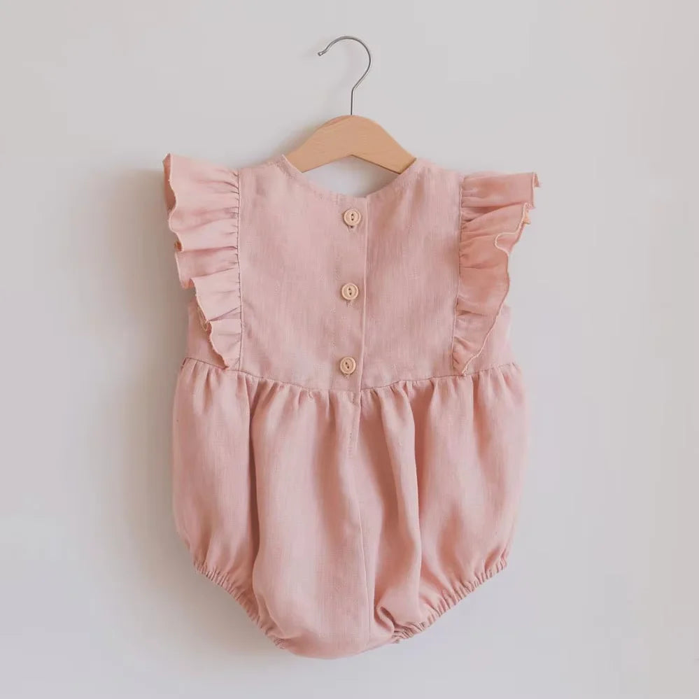 Summer Baby Girl Rompers Linen Cotton Newborn Baby One-piece Infant Baby Clothing