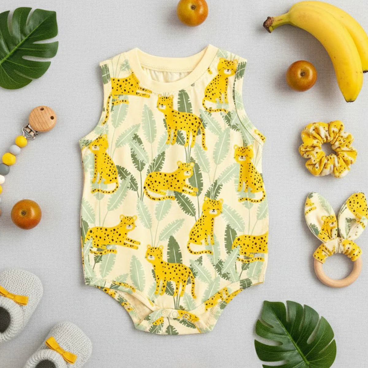 Animal Casual Summer Cotton Infants Boys Bodysuits Sleeveless Baby Clothing
