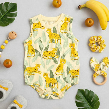 Animal Casual Summer Cotton Infants Boys Bodysuits Sleeveless Baby Clothing