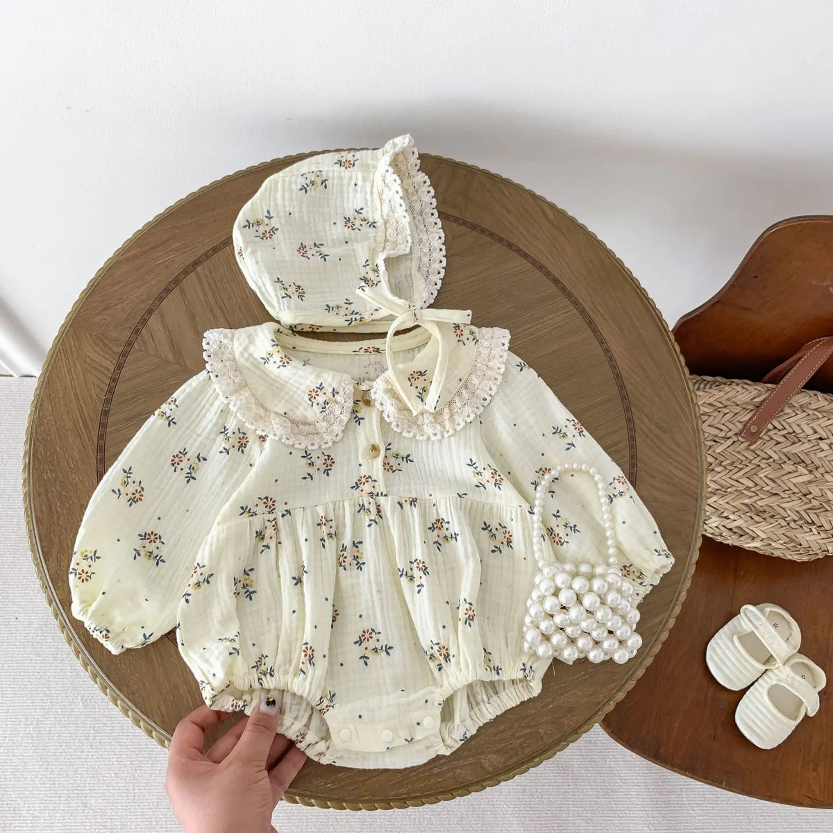 Spring Baby Clothing Newborn Girls Romper+Hat Floral Infant Overalls 0-24Months Baby Outfits