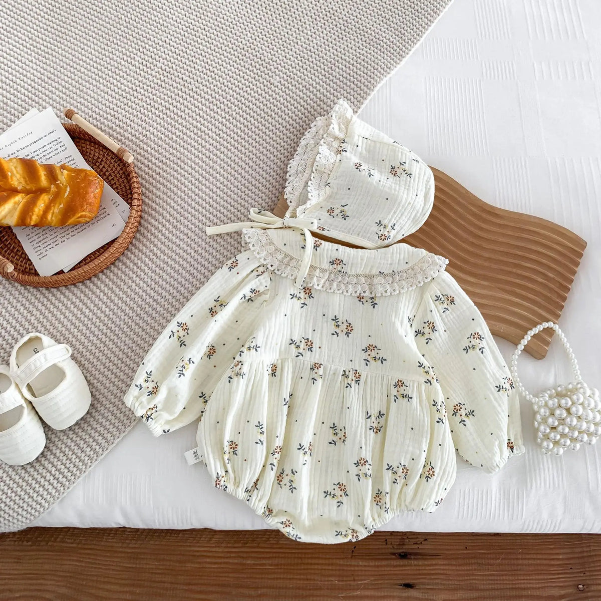 Spring Baby Clothing Newborn Girls Romper+Hat Floral Infant Overalls 0-24Months Baby Outfits