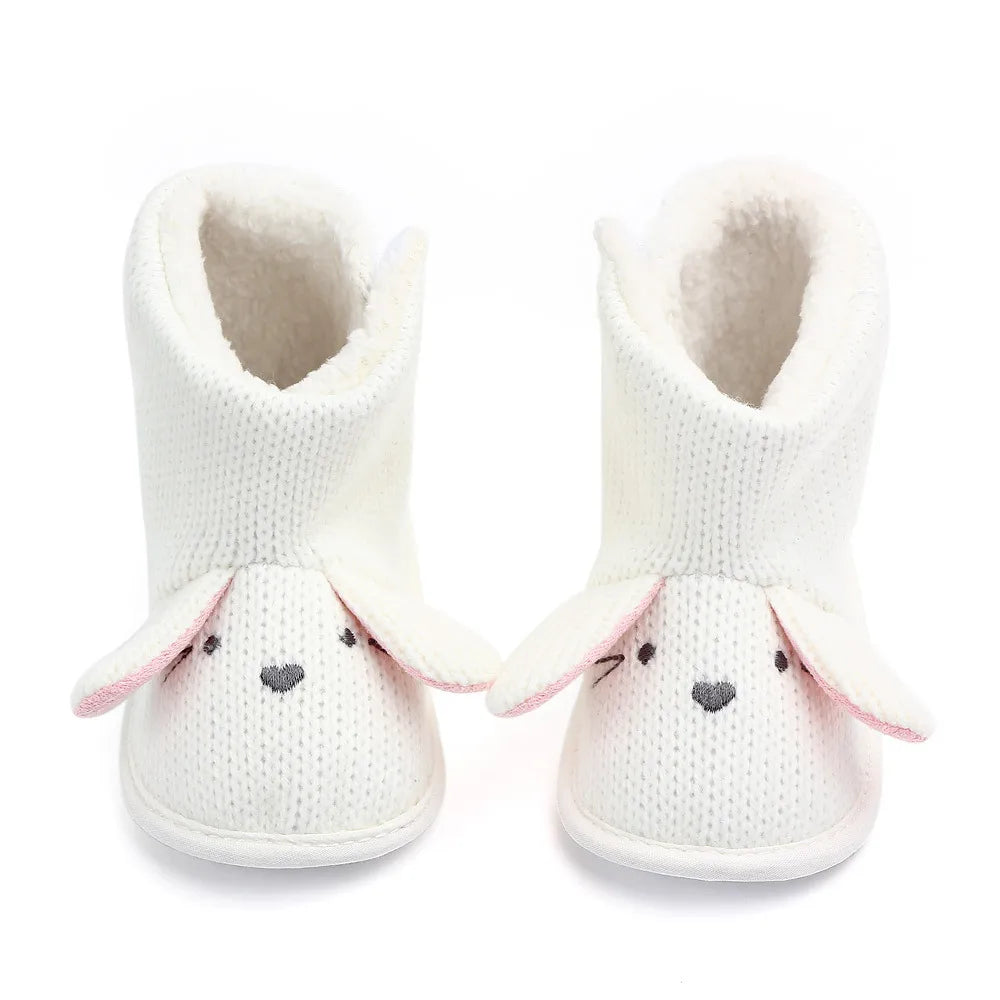 New Autumn and Winter Styles of Baby Shoes for 0-1 Year Old: Little Bear Knitted Fleece Baby Cotton Boots and Walking Shoes