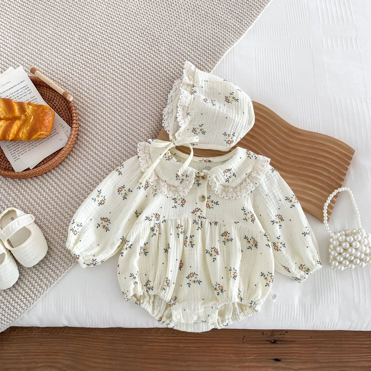 Spring Baby Clothing Newborn Girls Romper+Hat Floral Infant Overalls 0-24Months Baby Outfits