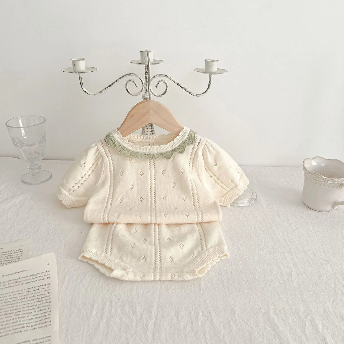 0-18M Summer Baby Clothing Set Hollow Out Knit Tee Tops Shorts Girls Suit Kids Fashion Baby Clothing 2Pcs Set