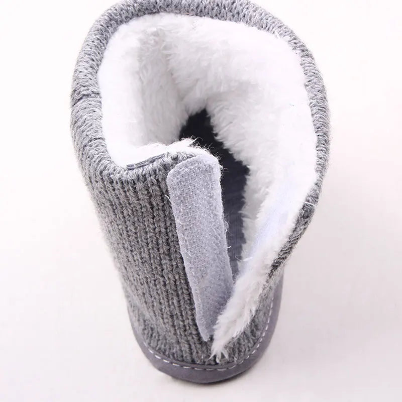 New Autumn and Winter Styles of Baby Shoes for 0-1 Year Old: Little Bear Knitted Fleece Baby Cotton Boots and Walking Shoes