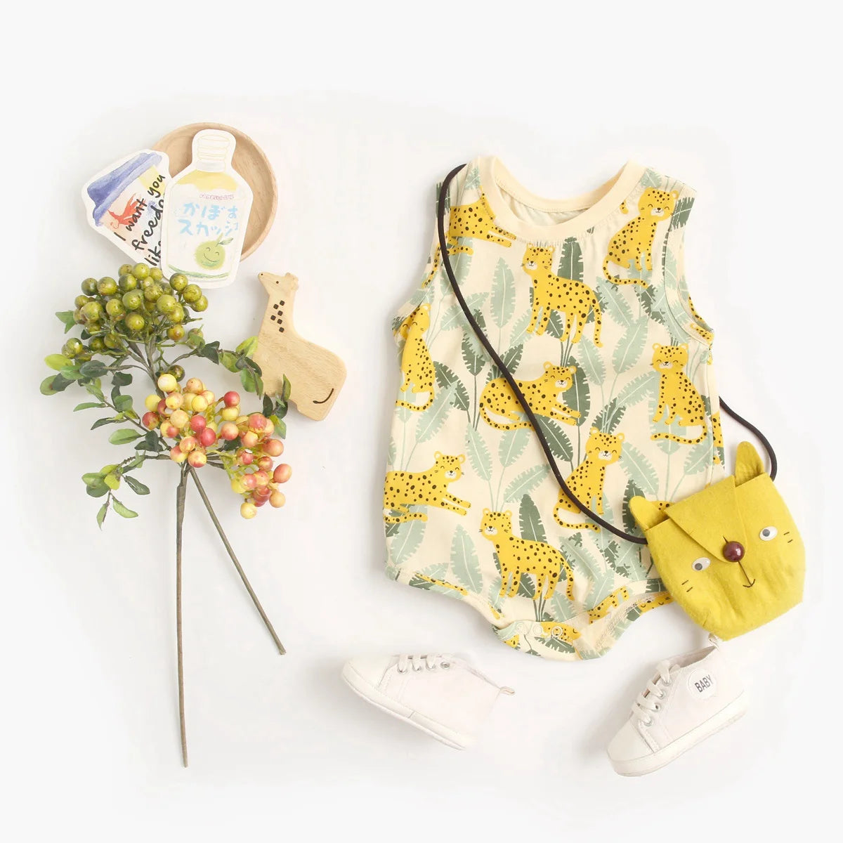 Animal Casual Summer Cotton Infants Boys Bodysuits Sleeveless Baby Clothing