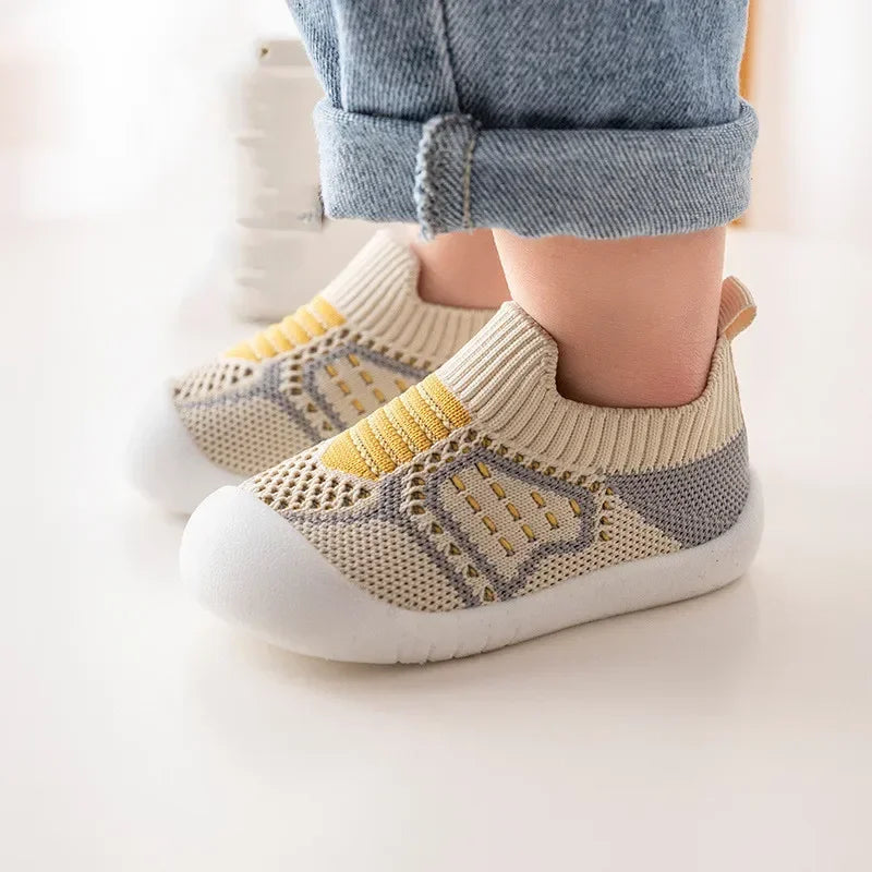 Baby Shoes Anti-slip Breathable Infant Crib Floor Socks with Rubber Sole for Children Girls Boys Mesh Shoes Soft Bottom Slippers